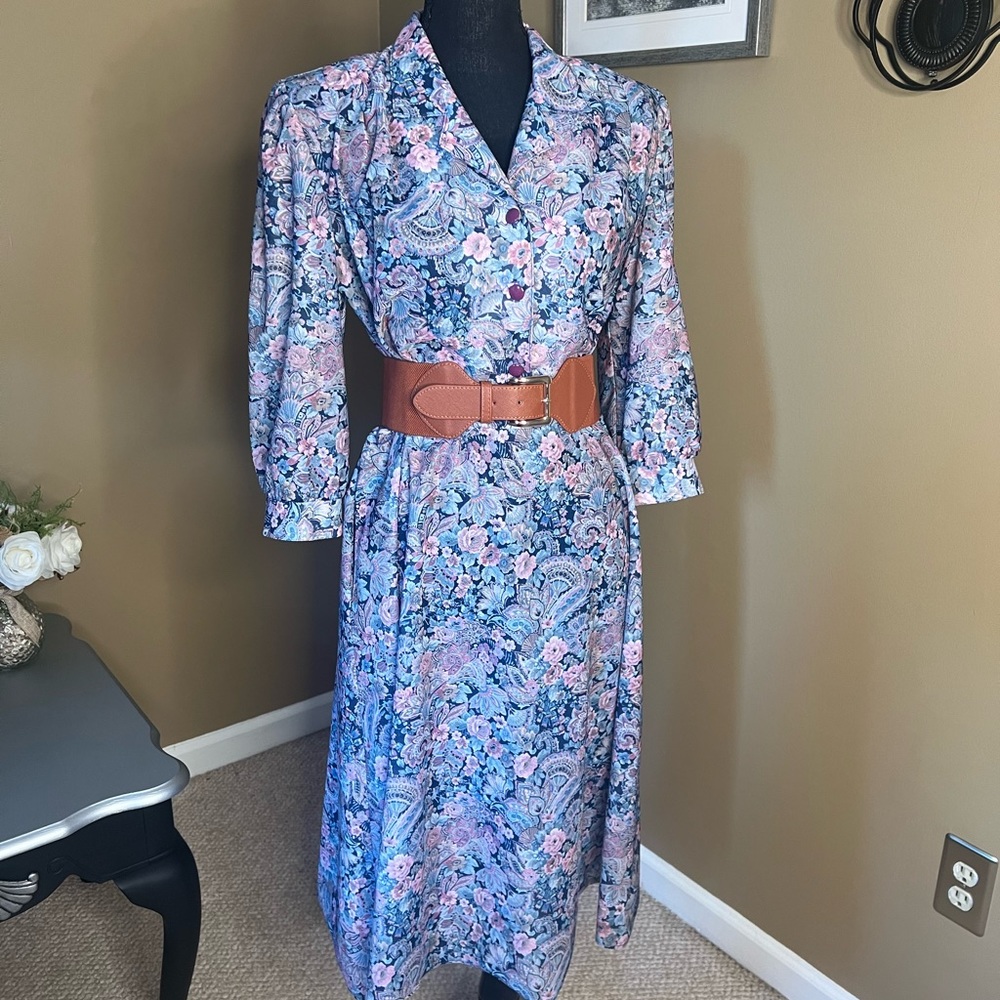 80’s era California Looks Paisley Rayon Housedress; Sz. 12